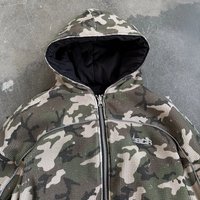 Veste bomber pour homme de haute qualité, réversible, streetwear, avec logo personnalisé sur toute la surface, impression DTG, fermeture éclair camouflage, fabrication