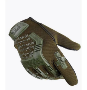 Gants tactiques de sécurité HBG1001 en tissu tricoté élastique en nylon noir et kaki camouflage avec points et languettes en silicone pour la protection - Product Image 1