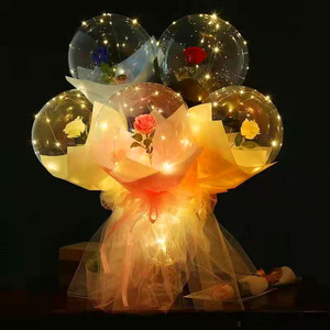 Bola de burbujas redonda con rosa luminosa, ramo de globos iluminados, globos para el Día de San Valentín Qixi, venta al por mayor, gran oferta - Product Image 4
