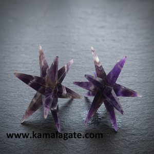 Ametista Natural Tallada a Mano, Estrella de 12 Puntas, Geometría de Cristal, Merkaba, Reiki, Sanación, Chakra, Piedra Preciosa - Product Image 1