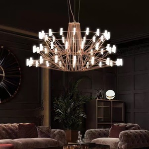 Modern Minimalist Chandelier Gold Round LED E27 Switch Control Living Room Loft Hotel <b>Decorative</b> <b>Lighting</b> Fixture - Product Image 1