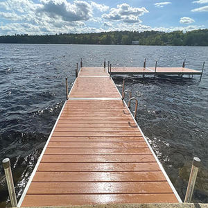 Pontons fixes pour lac, ponton stationnaire en aluminium avec plancher en composite <span class=keywords><strong>bois</strong></span>-plastique et échelle - Product Image 3