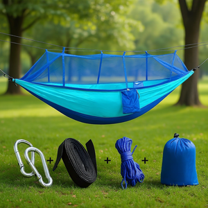 Hamaca Ligera para Acampar Db, de Nailon Azul, Capacidad de 440 Lb, Tamaño Individual/Doble, con Correa para Árbol, para Uso en Exteriores - Product Image 2