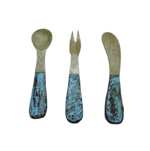 Ensemble de couverts en acier avec manche en agate multicolore, cuillère, fourchette, couteau - Product Image 5