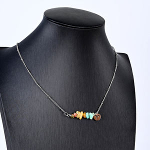 Cristallo naturale all'ingrosso <span class=keywords><strong>pietra</strong></span> curativa 12 segni zodiacali carta che significa cristallo Chips collana - Product Image 3