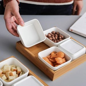 2026 nueva bandeja de cerámica dividida <span class=keywords><strong>para</strong></span> servir plato de bambú Chip <span class=keywords><strong>para</strong></span> servir plato <span class=keywords><strong>para</strong></span> aperitivos juego de platos <span class=keywords><strong>para</strong></span> <span class=keywords><strong>Taco</strong></span> Chip, aperitivos, nueces, dulces - Product Image 5
