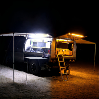 Barre lumineuse LED de camping à intensité variable avec boîtier en aluminium IP67, double couleur ambre + blanc, barres lumineuses LED paysagères 12V 5050, bandes lumineuses LED