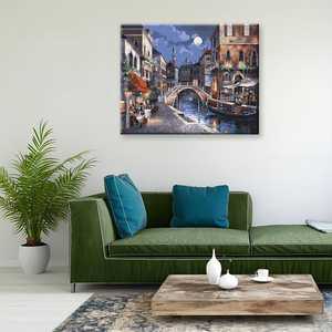 Kit Pittura a Numeri con Paesaggio del Canale di <span class=keywords><strong>Venezia</strong></span>, Stampe su Tela, Set di Pennelli Acrilici, Kit Fai-da-Te per Decorazione Murale - Product Image 2