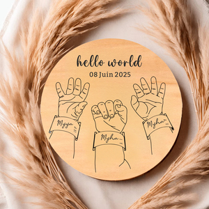 Newborn Name Disc, Baby Birth Announcement Sign, Personalized Name Sign for Hospital, Wood Newborn <strong>Photo</strong> Prop, Baby Shower Gift - Product Image 1