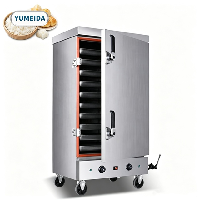 Durable Electric Rice Steamer Cabinet 4/6/8/10/12 Tray 360 Degree Circulating Heating System for Hospital Canteen Kitchen