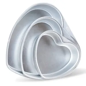 Aluminum Anode Heart-shaped Cake Mold 3/4/5/6/8/10 "DIY Non-stick Pan with Fixed Base Non-removable Cake Dessert Baking Mold