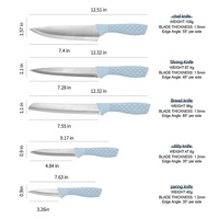 Ensemble de couteaux de cuisine Fulwin 6 pièces, professionnels, écologiques, durables, en acier inoxydable, couteau Santoku, poignées TPR ambidextres