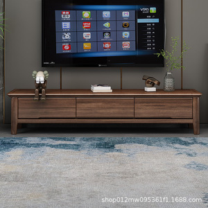 <b>Walnut</b> Solid Wood TV Cabinet And <b>Coffee</b> <b>Table</b> Combination Storage For Small Apartment Living Room Nordic Minimalist Style Floor - Product Image 4