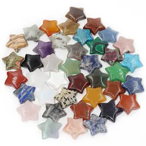 Cristales curativos de Reiki naturales al por mayor, piedras preciosas en forma de estrella, piedra tallada de cristal para la fabricación de joyas