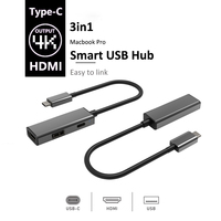 Hub USB 3.0 de Diseño Ultra Delgado de Fábrica, 3 Puertos, Tipo C, 3 en 1, PD3.0, Estación de Acoplamiento HDTV, 1 Pieza, Muestra Gratis Disponible