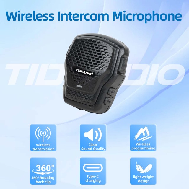 TIDRADIO Wireless Remote Speaker PTT Mic Q2L for Android and Mobile POC Radio Long Range Walkie Talkie Handheld Microphone