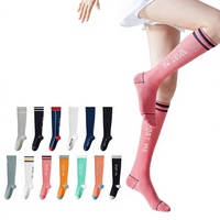 1. Chaussettes de compression pour femmes, hauteur genou, respirantes, antidérapantes, anti-transpiration, à compression graduée, pour le fitness, la course à pied et les sports
