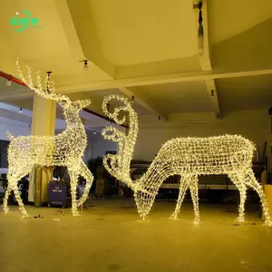 売れ筋屋外大規模クリスマストナカイそり3D彫刻鹿クリスマス屋外装飾Ledエルクテーマライト