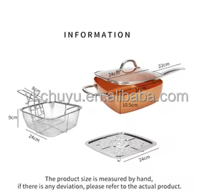 กระทะเซรามิกเคลือบสารกันติด คุณภาพสูง 4 ชิ้น ทำจากอะลูมิเนียมอัดขึ้นรูป ใช้กับเตาแม่เหล็กไฟฟ้าได้ ขนาดใหญ่ รูปทรงสี่เหลี่ยม ลึก - Product Image 3