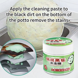 Pâte Nettoyante Puissante pour Cuisine 400G, Détartrant Noir Efficace pour Fond de Poêle, <span class=keywords><strong>Nettoyant</strong></span> pour Casserole et Four en Acier Inoxydable - Product Image 3