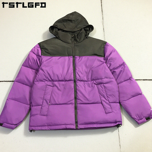 Áo khoác phao mùa đông nam dáng ngắn, chất liệu bền vững, may đo, phối màu tương phản, kiểu dáng rằn ri, lót bông - Product Image 4