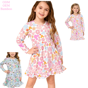 Ruidian Hot Selling New Design Vestido De Bambu Crianças Baby Girl Vestidos Custom Manga Longa Bonito Criança Princesa Twirl Dress <span class=keywords><strong>Clothing</strong></span> - Product Image 3
