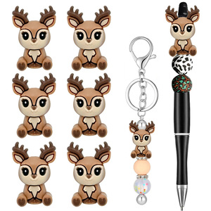 New Style 3D Stereo <b>Silicone</b> <b>Beads</b> Christmas Elk Animal Childrens Beaded Pen Loose Accessories Stock Wholesale Literature Art - Product Image 4