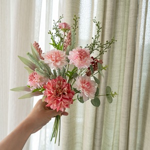 Bouquet de fleurs artificielles Travelogue, fleurs en plastique rose, tissu tissé, décoration murale, décoration intérieure CF02140 - Product Image 2