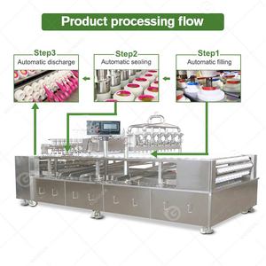 Máquina Llenadora y Selladora Rotativa Automática de 4 Líneas para Gelato, Hummus Líquido, Sopa, en Vasos/Bandejas - Product Image 5