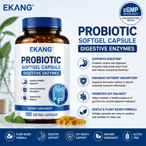EKANG Probiotic Vegetable Digestive Enzymes 180 Count Dietary <b>Supplement</b> Gut Health Support Softgel Capsule - Product Image 1