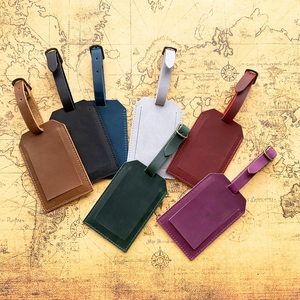Cowhide Leather Luggage Baggage Tags ID <strong>Label</strong> <strong>for</strong> <strong>Suitcases</strong> Backpack Crazy Horse Genuine Leather Card Holder - Product Image 2