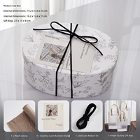 Boîte cadeau ovale de luxe à imprimé floral botanique, tissée à la main, avec logo personnalisé, base et couvercle en papier kraft, emballage boutique haut de gamme