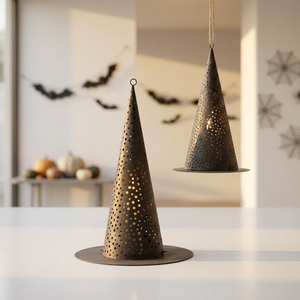Nouveauté 2026 : Porte-bougie votif en métal en forme de chapeau de sorcière pour Halloween, idéal pour la maison et l'extérieur - Product Image 3