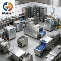 Lave-vaisselle professionnel à passage direct, monocylindre, à rinçage unique, à insertion oblique pour cuisine de restaurant