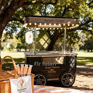 Carrito de Helados <span class=keywords><strong>Meico</strong></span> Negro Modelo Tres, Fabricado en China, 110V, Carrito Móvil para Venta de Snacks al Aire Libre - Product Image 4