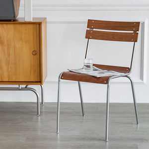 Silla de Comedor de Estilo Romano Moderno, Silla Lateral Minimalista de Madera Curvada con Chapa de Sauce, Estructura Elegante, Asientos para Cafetería, Boutique, Estudio - Product Image 1