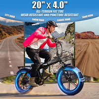 Vélo électrique pliable CMACEHWEEL GW20 Pro avec batterie au lithium 48V 30Ah, moteur sans balais sur roue arrière, pneus larges, 7 vitesses, 500W, 20 pouces
