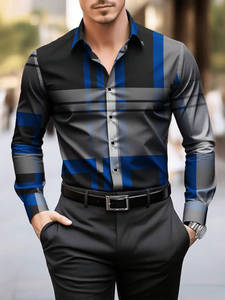 Camisa <span class=keywords><strong>de</strong></span> <span class=keywords><strong>Trabajo</strong></span> <span class=keywords><strong>de</strong></span> Verano para Hombre, <span class=keywords><strong>Manga</strong></span> <span class=keywords><strong>Larga</strong></span>, Cierre <span class=keywords><strong>de</strong></span> Botón, Tejido <span class=keywords><strong>con</strong></span> Estampado Digital - Product Image 4