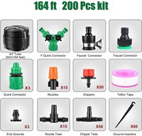 Kit de Riego por Goteo Personalizado de 200 Piezas, Sistema de Riego Automático de 164 Pies para Jardín, Enfriamiento por Nebulización para Invernadero, Patio y Césped