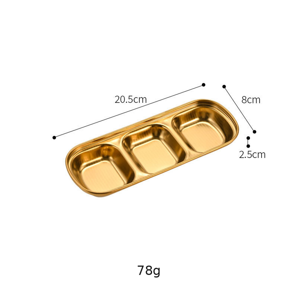 Triple grid round condiment dish-gold