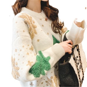 Pull de Noël rouge pour femme, tricot ample et oversize, collection Hiver 2026, tendance - Product Image 5
