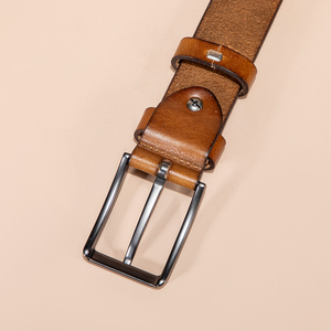 Cinture per bovini gialle primo strato del produttore, cinture con fibbia ad ago da uomo, cinture sigillate a vita larga Casual retrò - Product Image 6
