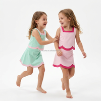 Conjunto de Yoga de Verano para Niñas, Tela que Absorbe la Humedad, Conjunto de Falda sin Mangas con Pantalones Cortos para Clases de Gimnasia, Talla Personalizada, Envío Rápido