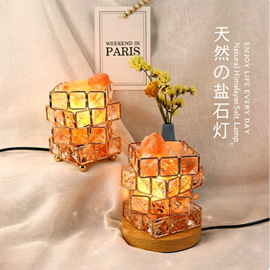 โคมไฟเกลือหิมาลัย, โคมไฟเกลือรูปทรงเรขาคณิตคริสตัลเหล็ก, โคมไฟตั้งโต๊ะของขวัญ, ไฟกลางคืน, เครื่องประดับตกแต่ง - Product Image 4