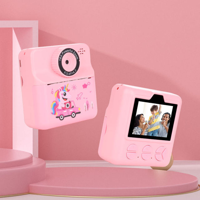 Cartoon Digital Camera with Dual High-definition Thermal Printing Cameras and Front and Rear Lenses for Toy Use