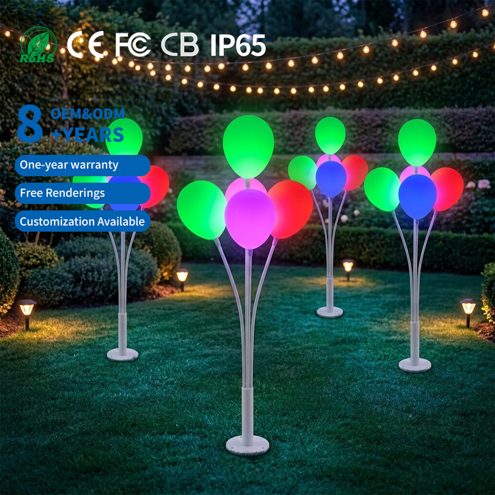 5-Head IP65 Waterproof LED Colored Balloon Lamp 24V Motif Light Outdoor Landscape Shopping Mall Wedding Scene Decoration