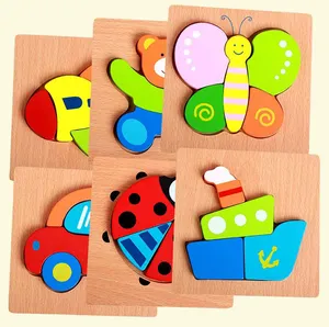 3d Puzzel Puzzel Dieren Verkeer Bouwstenen Houten Puzzel Voor Kinderen