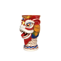 Mug Tiki en Céramique en Forme de Danse du Lion, Article de Bar de Haute Qualité pour les Connoisseurs de Cocktails et les Chercheurs de Cadeaux, Personnalisable