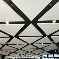 Ubin & Panel Plafon Fiberglass Kedap Suara Melengkung dengan NRC 0.9 Kelas Tahan Api Desain Industrial untuk Hotel Sekolah Rumah Sakit