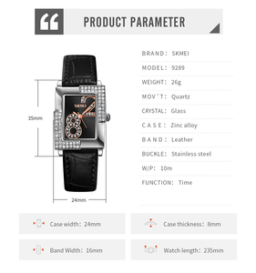 Elegant Luxury Women's Quartz <strong>Watch</strong> <strong>Rectangle</strong> Alloy Dial Pointer Display 16mm Band Width Waterproof Leather Strap - Product Image 6